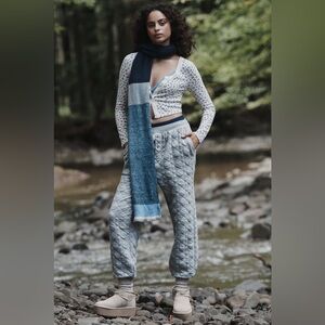 BY ANTHROPOLOGIE COZY QUILTED PANTS L GREY NWT